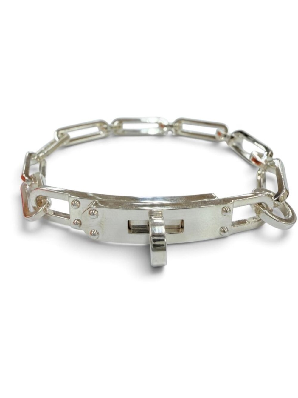 Hermes Kelly Chaine Simple Tour Bracelet Silver 19